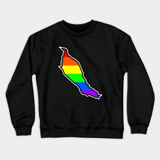 Denman Island Silhouette - Pride Flag - Bright Rainbow Colours - Denman Island Crewneck Sweatshirt